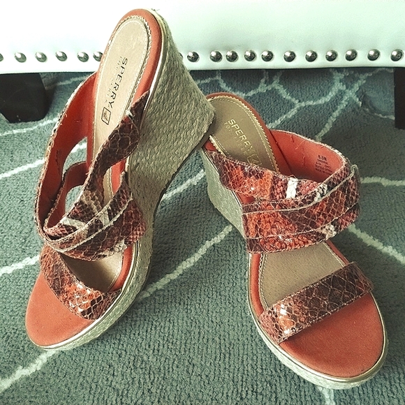 Sperry Top Sider Snake Print Espadrilles Wedge Sandals - Picture 7 of 13